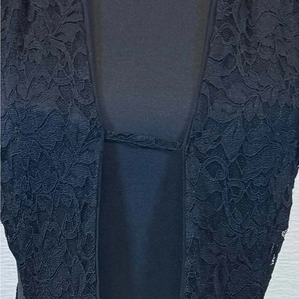 Murci Black Lace Halter Gown US 6 Plunge Neck Maxi Dress High Slit Formal - Picture 10 of 10